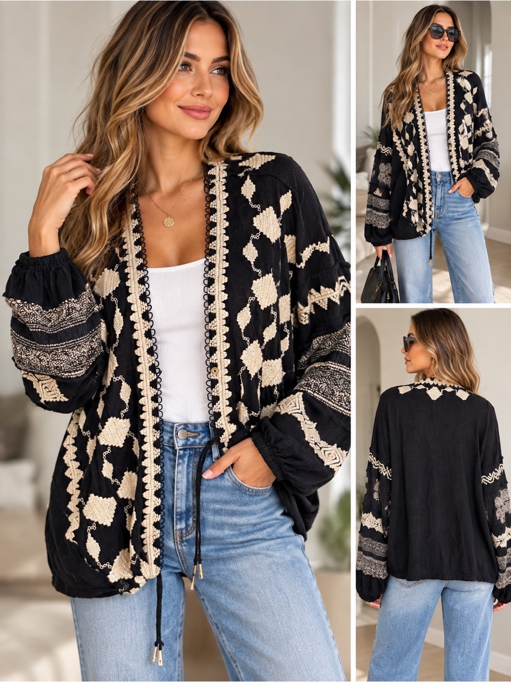 Free People Home Town
Embroidered Top in Black Women's Size Medium